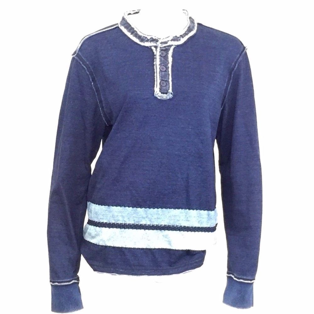 Driftwood Womens Jason LS Henley Shirt Blue Size M